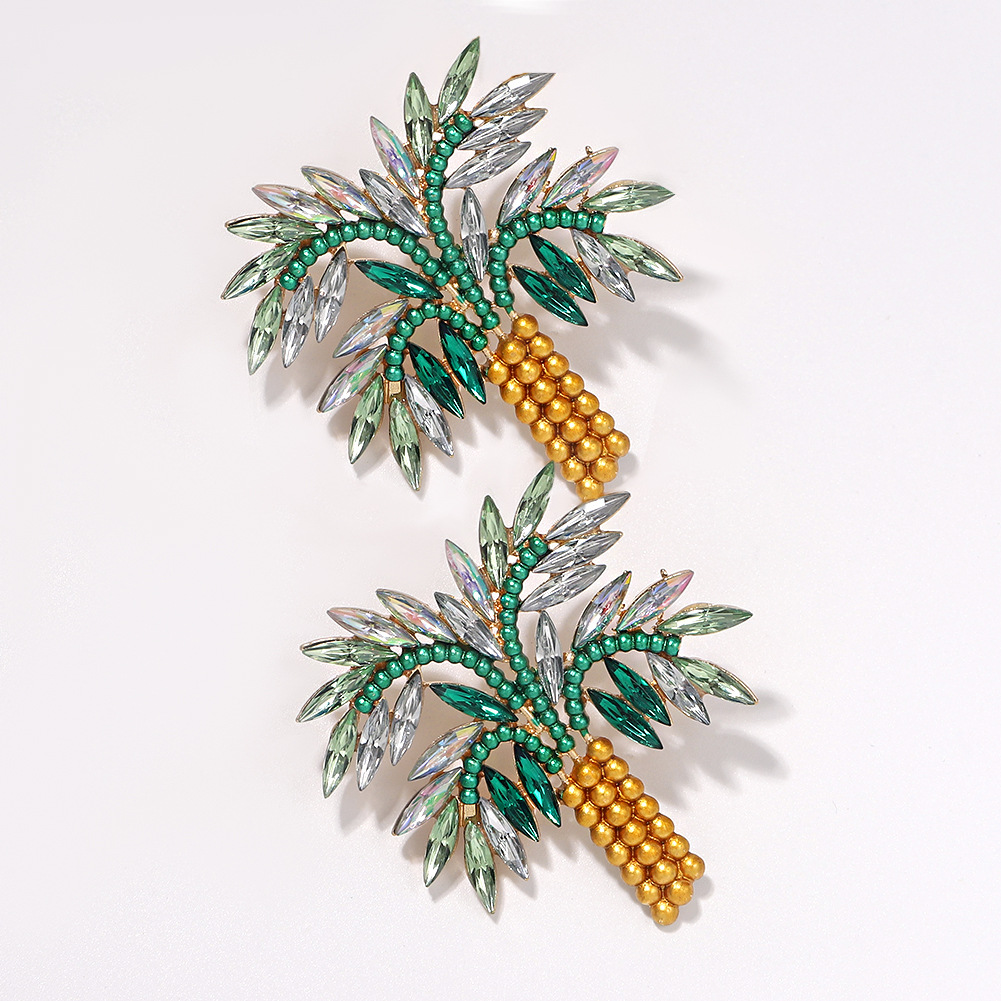 New Coconut Tree Girls Alloy Diamond Creative Earrings  Wholesale display picture 6