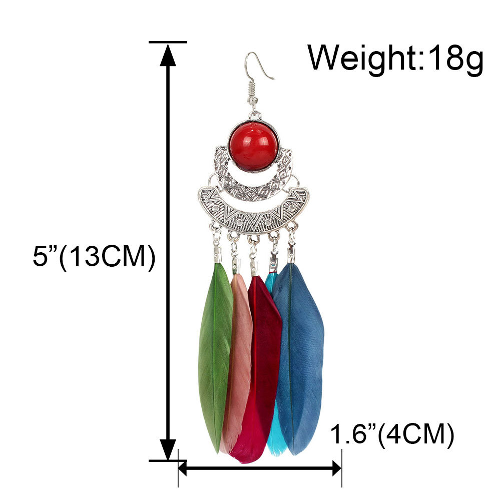 Retro Long Feather Earrings display picture 1