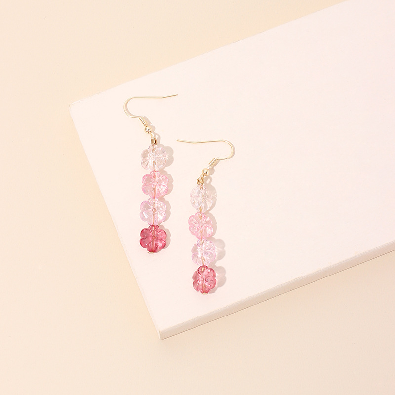 5g Weight Earrings Classification Wedding, Travel, Birthday, Festival Occasion Women'S Gender Pink, Yellow Color Gradient Crystal Flower Tassel Women's Earrings Wholesale 3