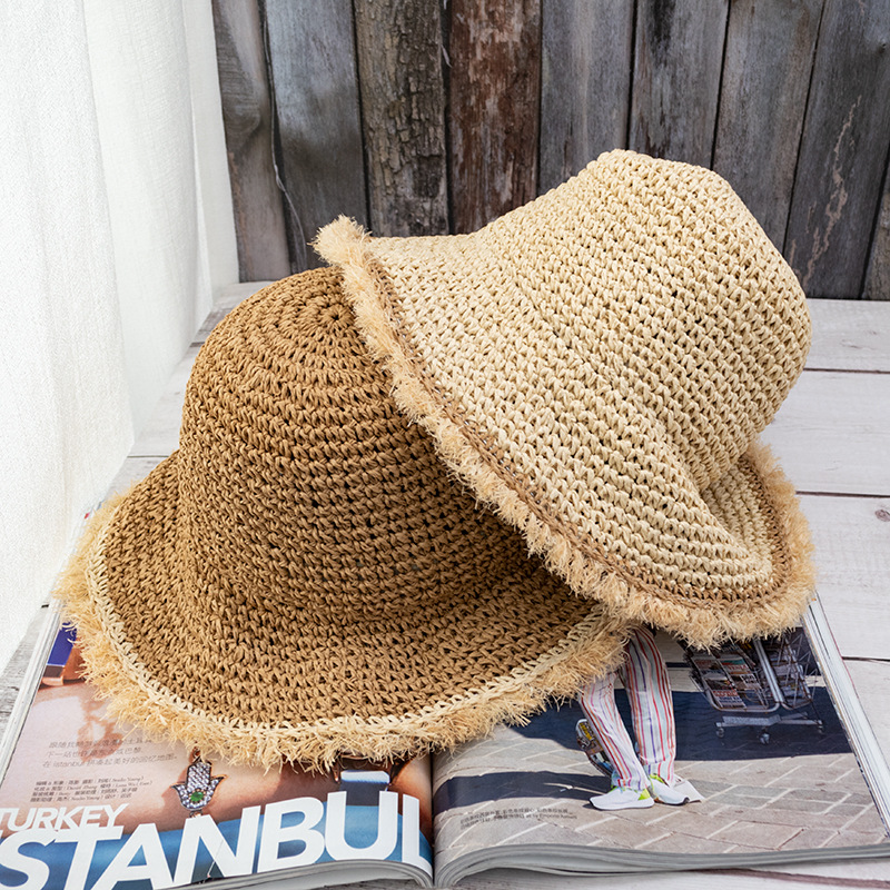 Women's Vacation Solid Color Flat Eaves Straw Hat display picture 3