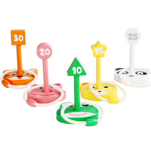 Children's wooden cartoon animal ring game kindergarten program activity ring game throwing educational toys