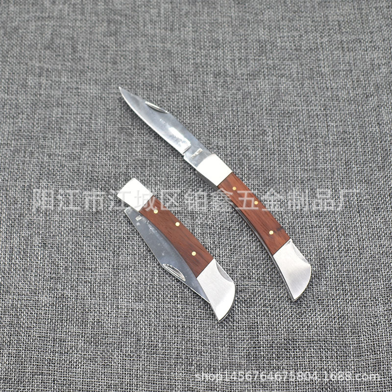 户外木柄折叠刀礼品不锈钢水果刀小刀防身随身多功能口袋刀具