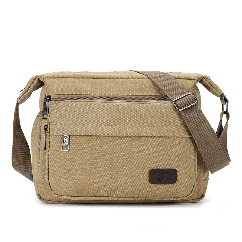 Bolso de mensajero de lona para hombre, gran capacidad, múltiples compartimentos, estilo casual