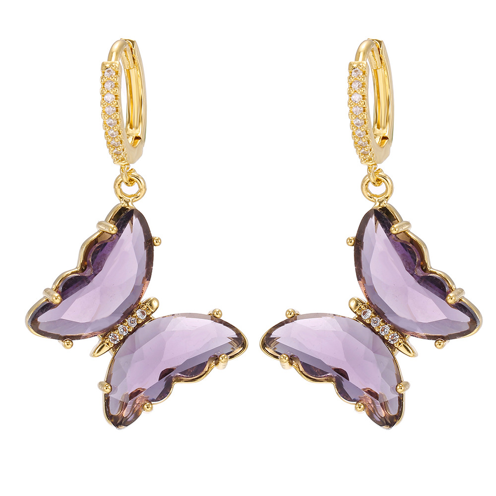 Al Por Mayor Joyas De Cristal De Cristal Pendientes Colgantes De Mariposa Nihaojewelry display picture 7