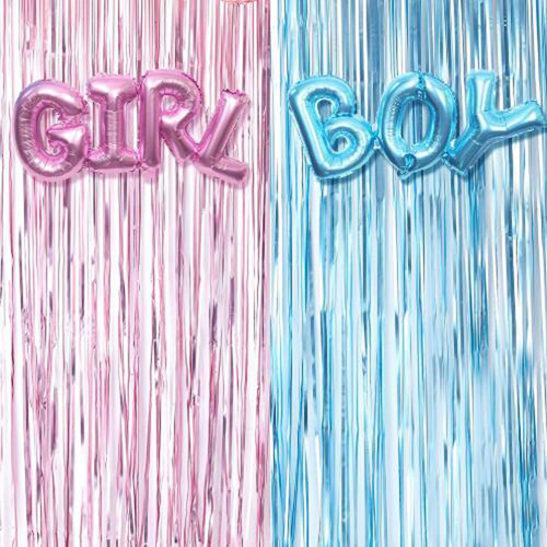 Cross-border One-piece Boy Girl Rain Silk Curtain Balloon Set Boy Girl Baby Shower Gender Reveal Decoration
