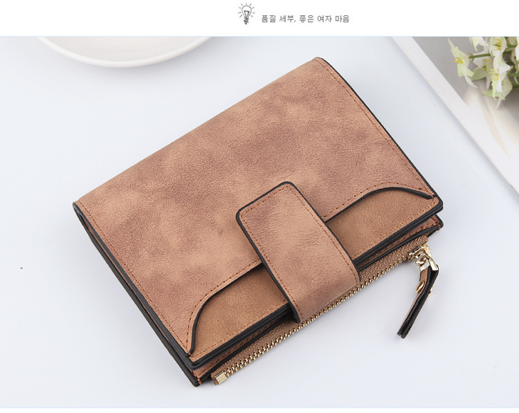 Mode Schnalle dreifach Geldscheinklammer Brieftasche Reiverschluss Tasche Trend koreanische reine Farbe Geldbrse Frauen Grohandelpicture9