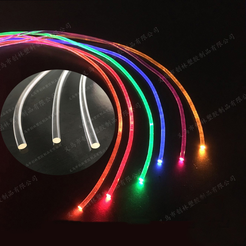厂家生产TPU导光条圆形导光柱 通体发光光纤蓝牙发光耳机发光条