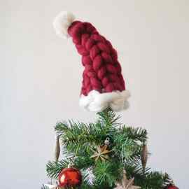 外贸创意编织手工圣诞粗帽子毛线款帽爆特秋冬冰岛圣诞意外圣诞老