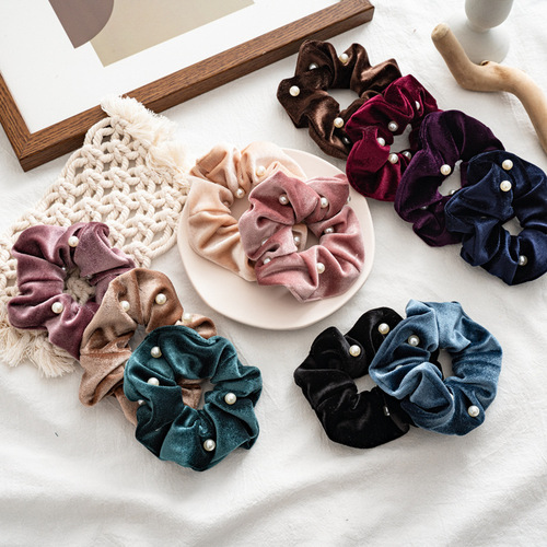 2pcs hair rope scrunchies jewelry winter flannelette escherichia coil nail pearls female fashion halloween christmas party hair headdress