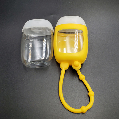 30ml免洗洗手液PET塑料瓶卡通硅胶套瓶卡口翻盖消毒液瓶