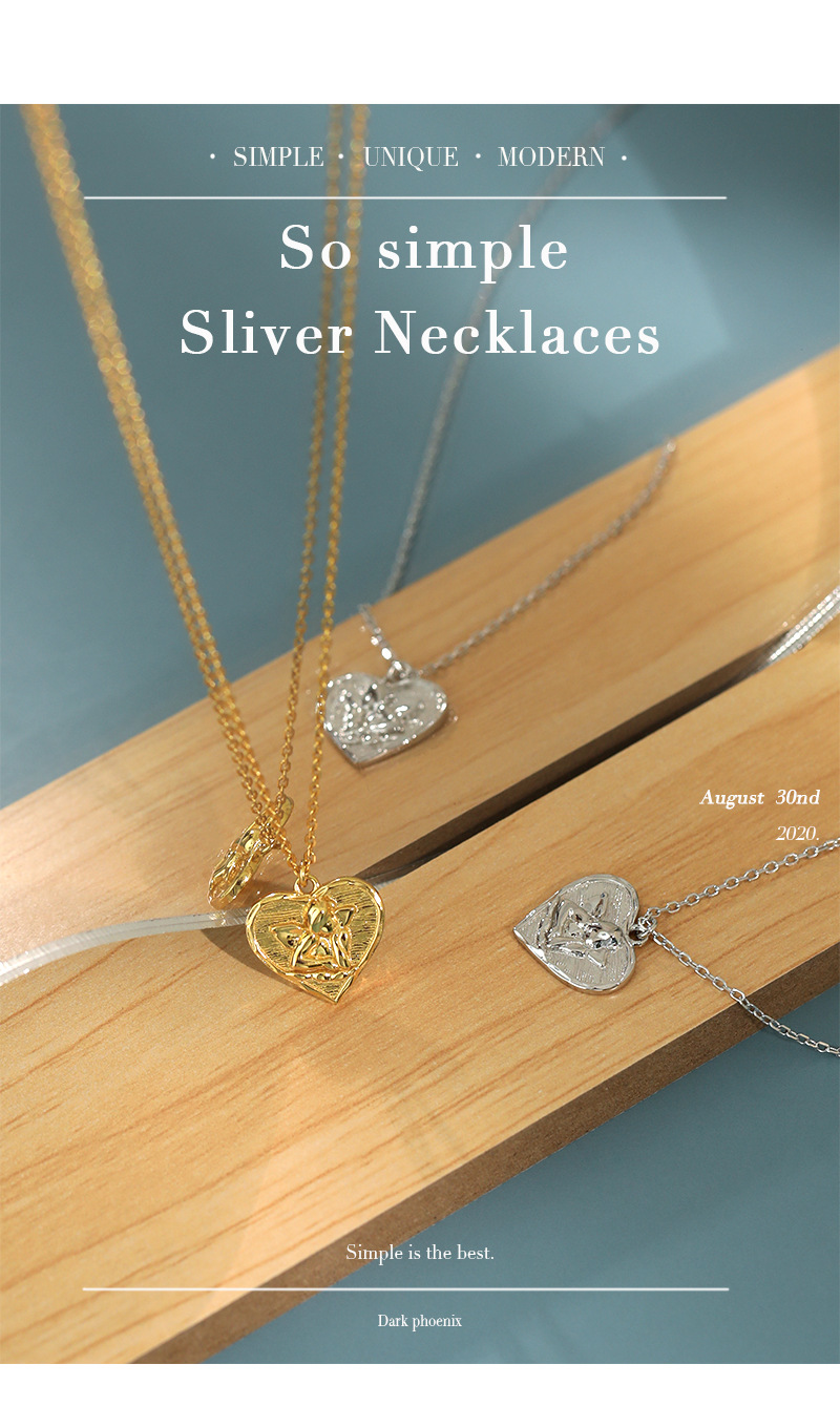 4g Weight 0.03µm Gold Plating Thickness Electroplating Gold Plating Process 18K Real Gold Plated, Platinum Plated Plating Material 925 Sterling Silver Pendant Material Necklace Classification 925 sterling silver Chain Material Other Chain Type Festival Occasion 925 Sterling Silver Material Heart Pattern Women'S Gender Plating Craft White, Gold Color Korean Style Heart-shaped Angel Silver Necklace 9