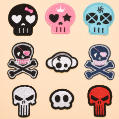 Skull Fashion Badge Cloth Patch Embroidery Applique Patch Patch Cloth Down Coat Shoes Socks Hat Decoration Patch European and American Popularity 