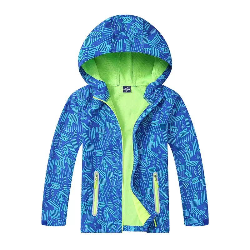 现货童装批发男童上衣春秋单层冲锋衣中大童户外软壳外套一件代发