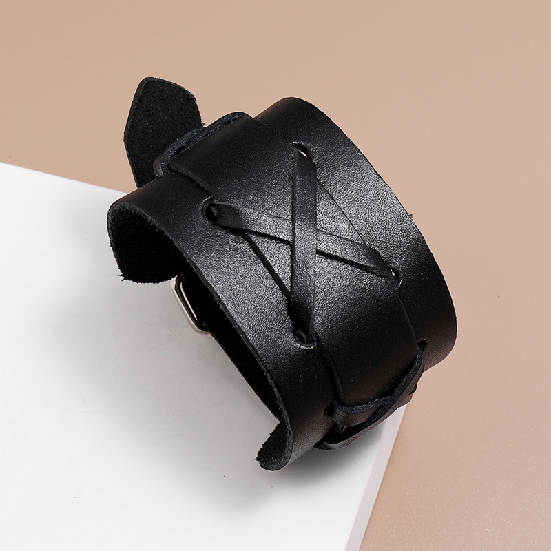 new menu0027s retro cowhide  locomotive riding wide leather bracelet