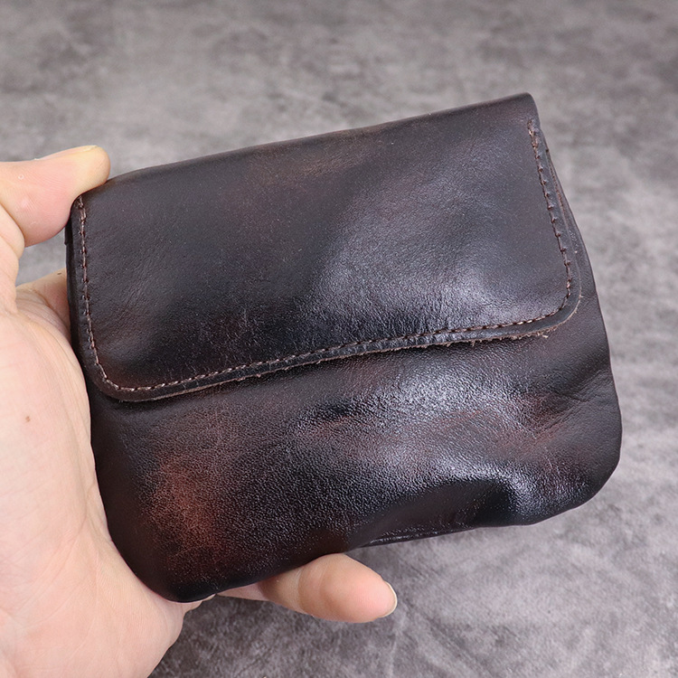 New Plant Tanned Leather Zero Wallet for Women's Minimalist Cover Style Large Capacity Card Storage Used Wrinkle Bag_voghion.com