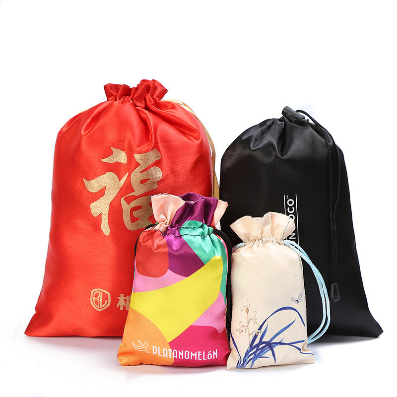 首饰礼品包装袋红色色丁布袋束口抽绳袋小福袋新年礼品红包可定做