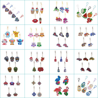 Cross-border selling DIY children's puzzle shaped diamond painting key chain car bag creative decorative pendant custom