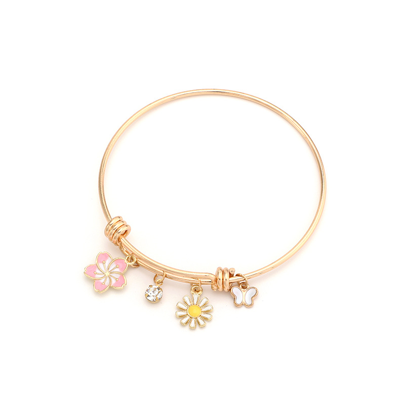fashion jewelry new small fresh oil drop butterfly flower bracelet simple circle bracelet wholesale 