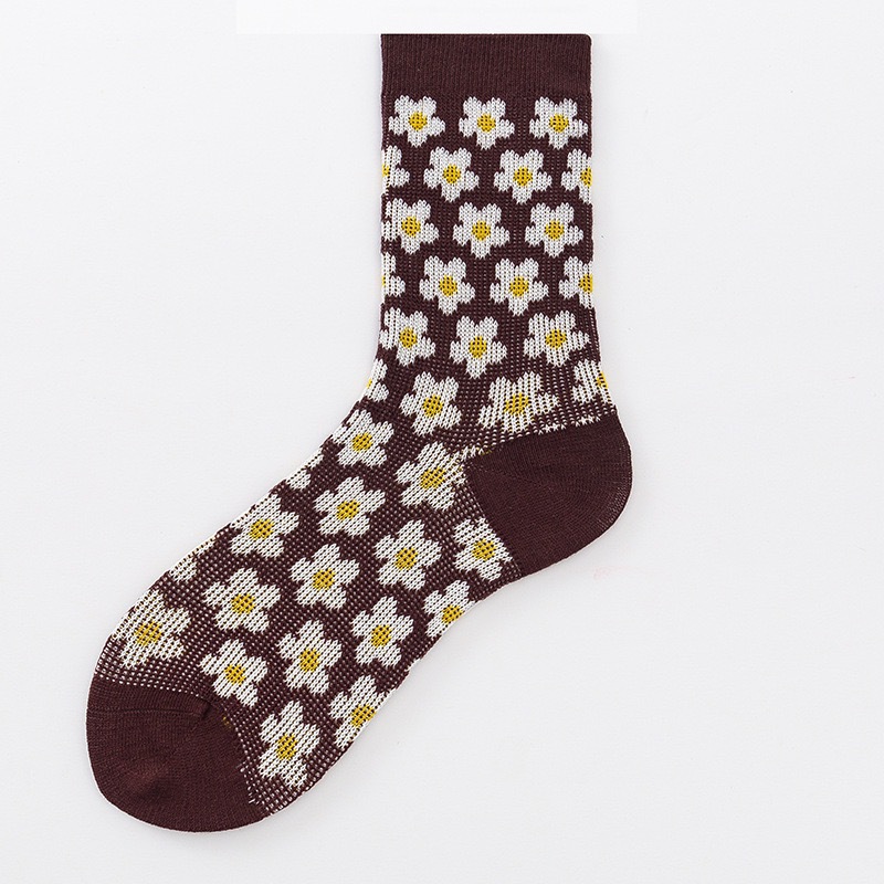 Retro Kleine Gänseblümchen Druck Doppel Nadel Rohr Socken Großhandel Nihao Schmuck display picture 9