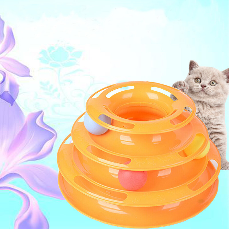 애완 동물 용품 고양이 장난감 3 층 턴테이블 인터랙티브 고양이 놀이 플레이트 고양이 장난감 세트 도매