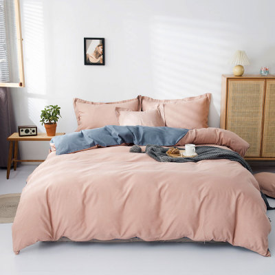 wish亞馬遜歐美碼ebay跨境爆款床上用品90g雙拼色被套枕套三套件