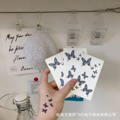 Men and Women Blue Butterfly Clavicle Tattoo Sticker Waterproof Durable Realistic 3D Fresh Tattoo Sticker