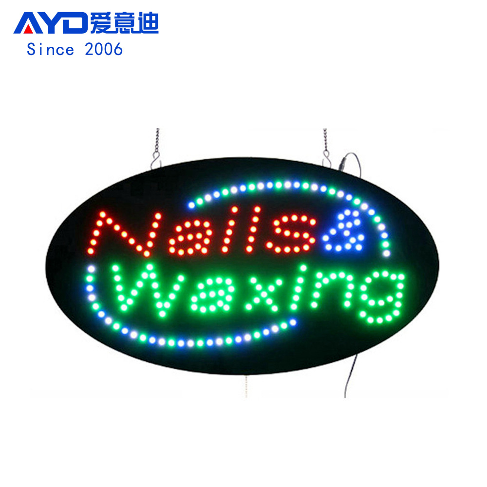 跨境LED广告牌OPEN灯发光字招牌 LED Nails Waxing Sign 48x24cm