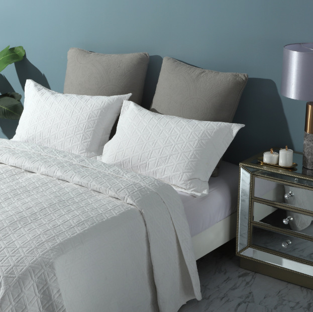 跨境纯洁白绗绣床盖多用被空调被绗缝被批发定制