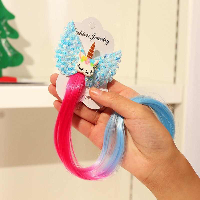 Children's Hair Accessories Color Gradient Wig Hair Piece Bow Tie Headdress display picture 16