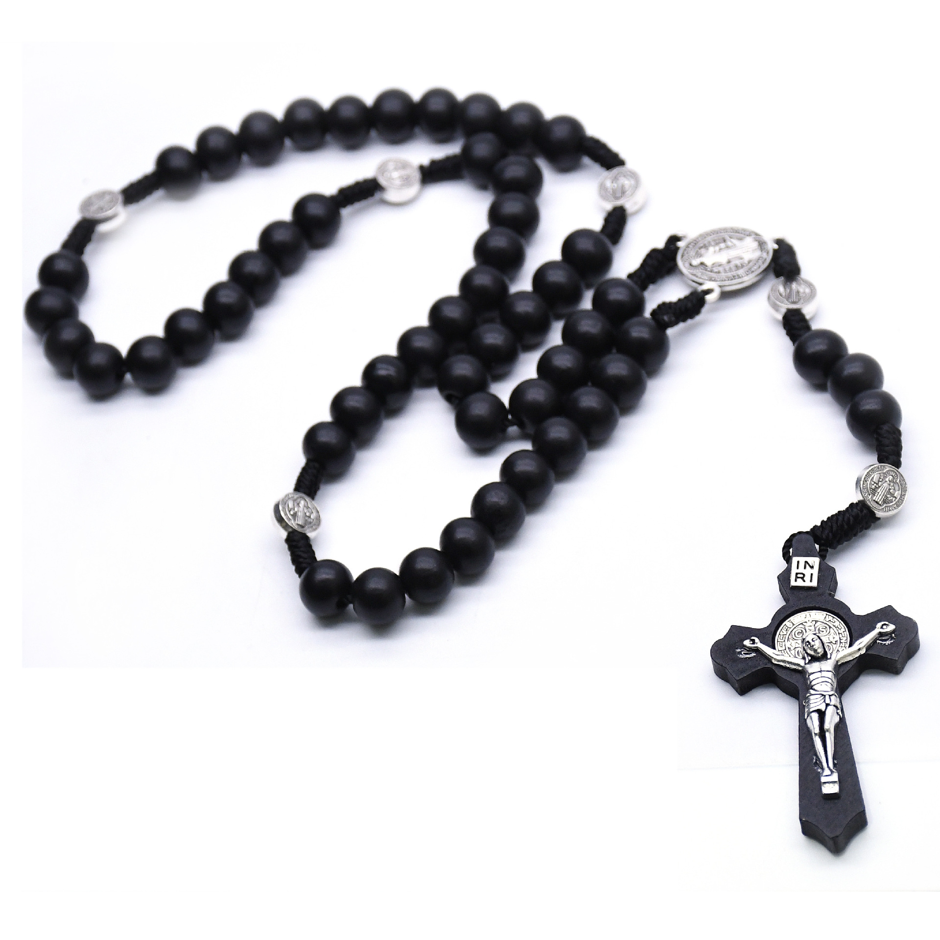 Retro Cross Wood Beaded Unisex Pendant Necklace 1 Piece