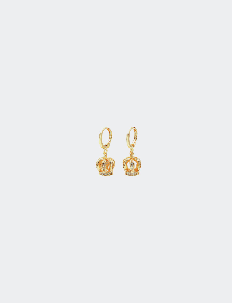 Pendientes De Corona Huecos Largos Chapados En Oro De Moda display picture 5