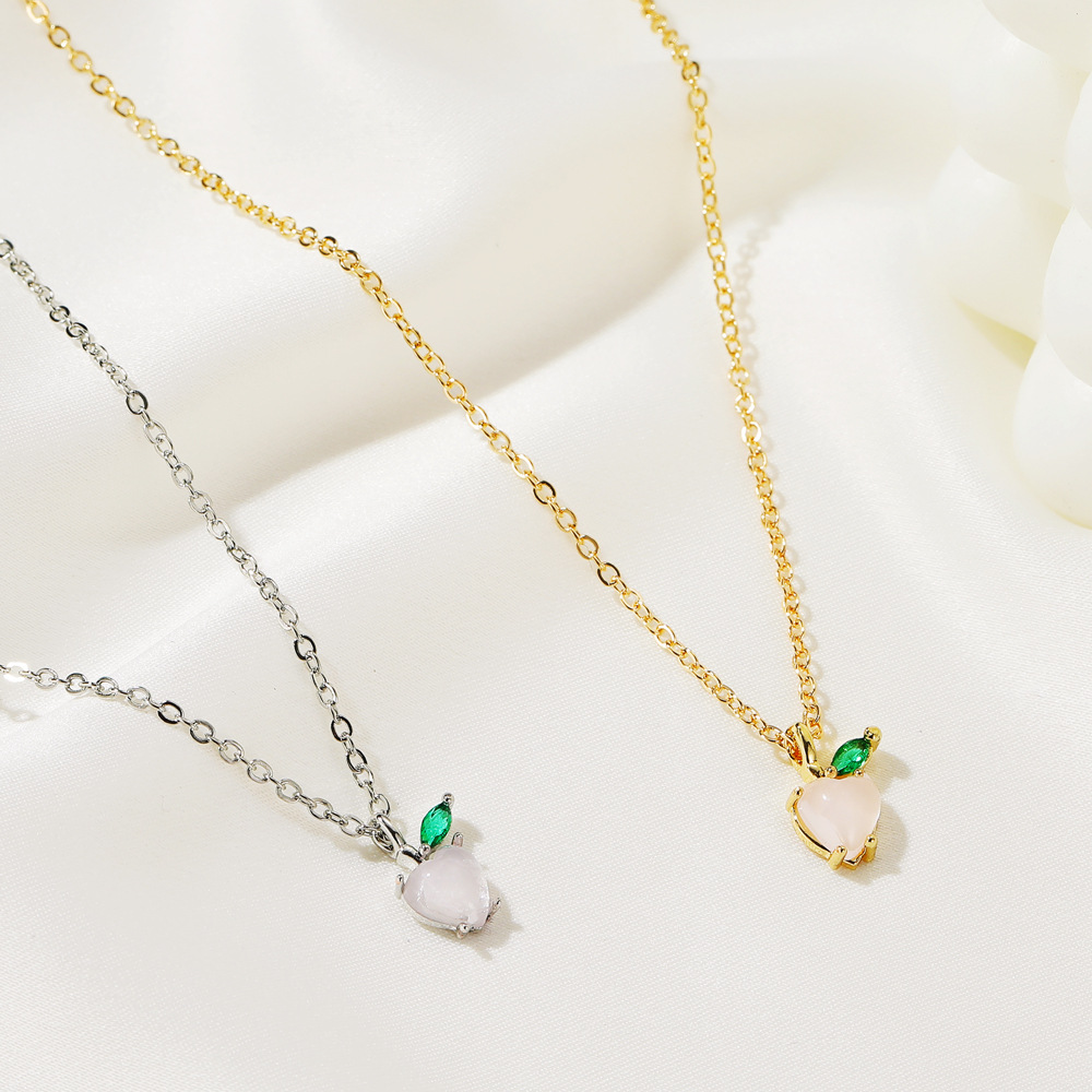 Womenu0027S Cute Peach Copper Opal Necklace Inlay