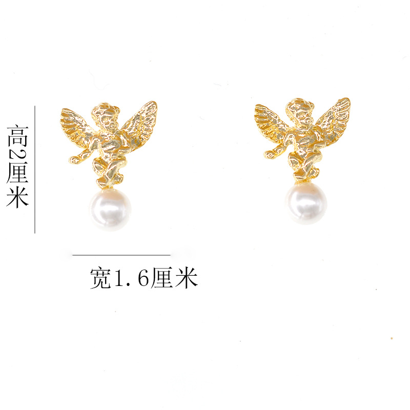 New Fashion Lucky Pearl Angel Earrings Wholesale display picture 2