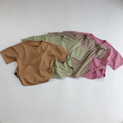 Basic children's short-sleeved T-shirt summer new Korean style multi-color simple and stylish round neck top for boys and girls
