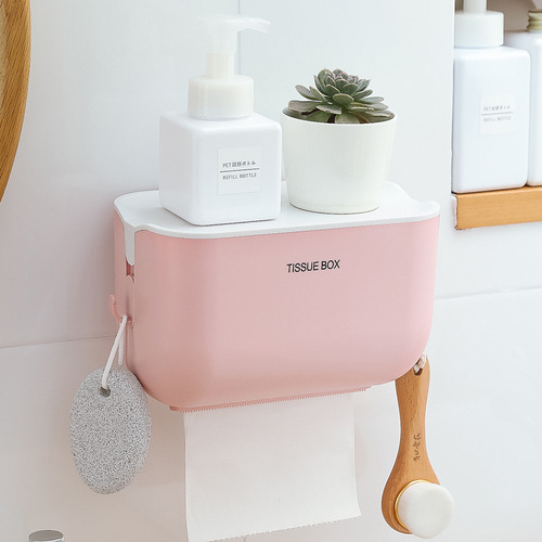 【New Product】Wall-mounted adhesive toilet paper holder without drilling, bathroom tissue box, toilet shelf