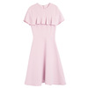 Temperament dress goddess model pink Ruffle short sleeve