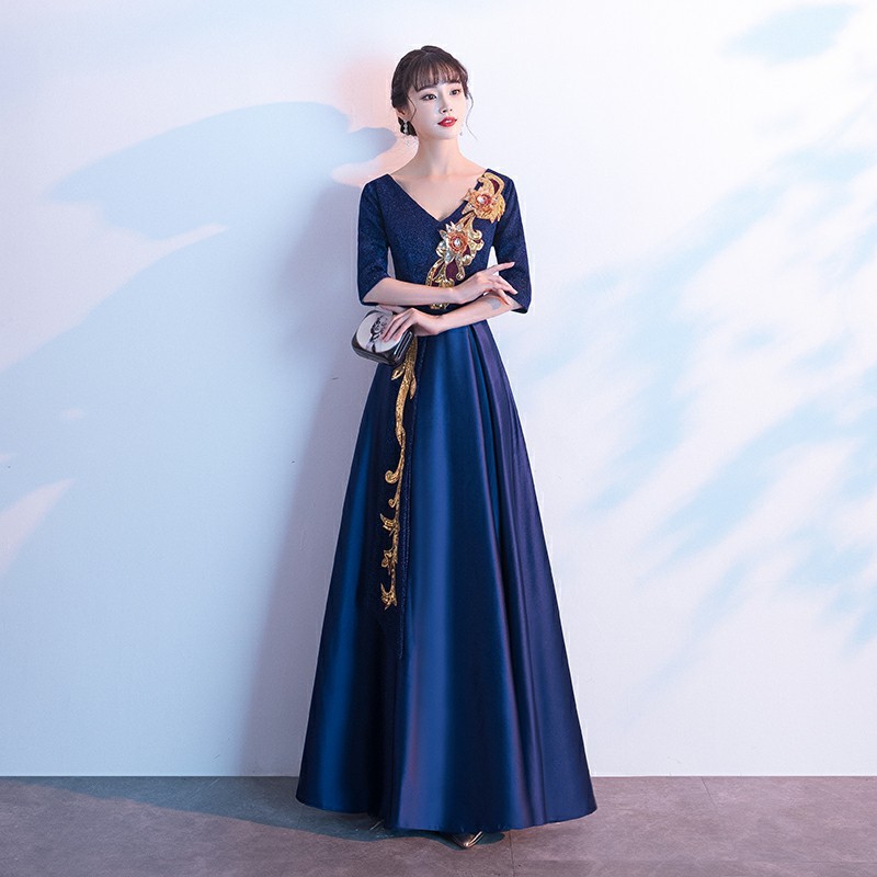 Evening Dresses cocktail party banquet dress vestido de banquete de cctel Chorus dress female blue chorus Evening Dresses cocktail party banquet dress vestido de banquete de cctel Chorus dress female blue chorus