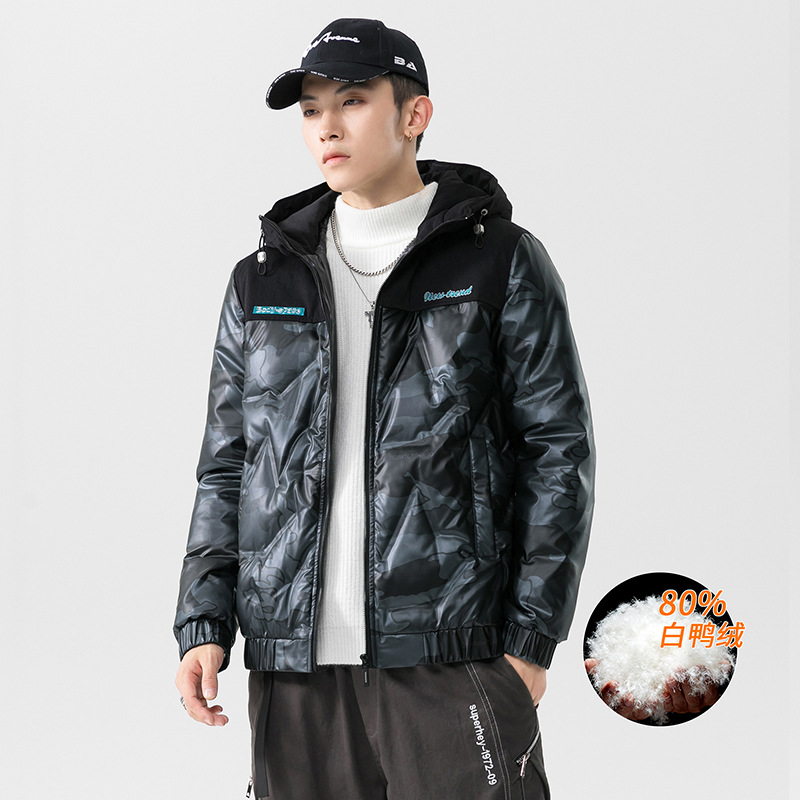 男士轻薄亮面羽绒服冬季短款棉衣外套加厚帅气工装风男装潮牌