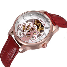 廠家批發時空韓版女士皮帶手表 時尚鑲鑽鏤空全自動機械女表80049
