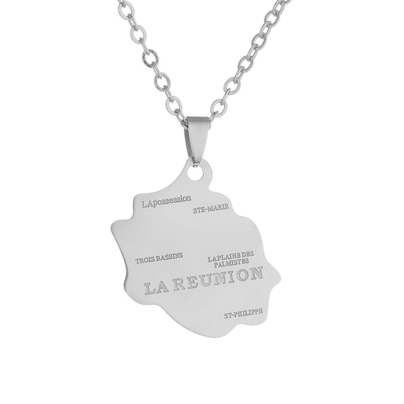 Map, Letter Pattern IG Style Map Letter 201 Stainless Steel Plating Unisex Pendant Necklace Men Pendant Necklaces