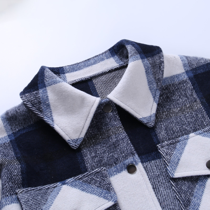 leisure all-match thickened plaid loose shirt NSXE30529