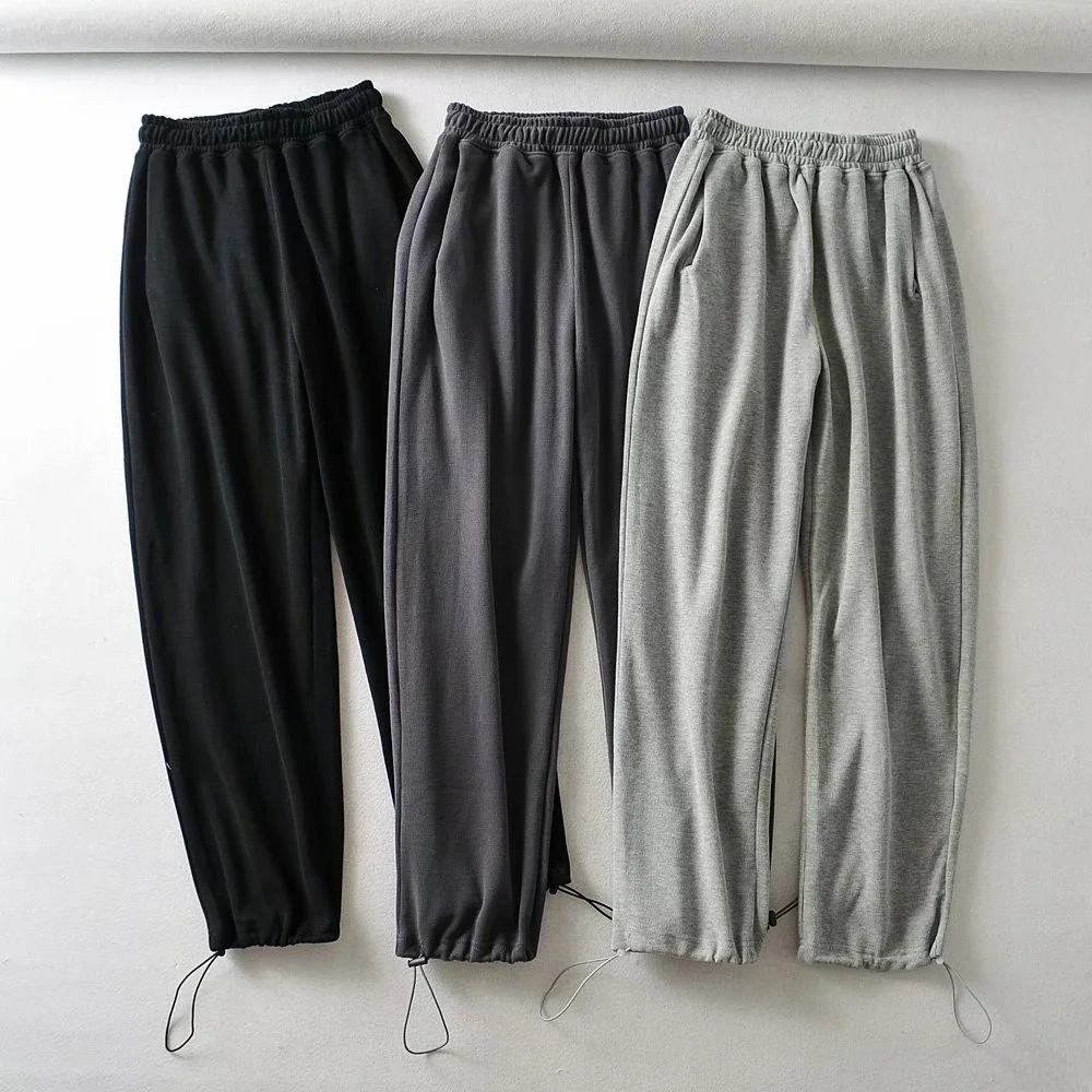 Elastic High Waist Solid Color Sweatpants NSZQW115392
