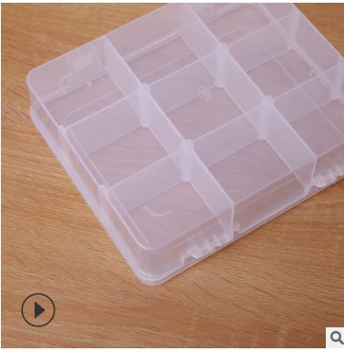 Square transparent plastic detachable electronic storage box, accessory, toy, 9 cells