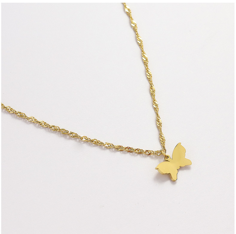 Retro Style PVD Coated Real Gold Plated Insect Titanium Steel Retro Waterproof Non Tarnish Necklace