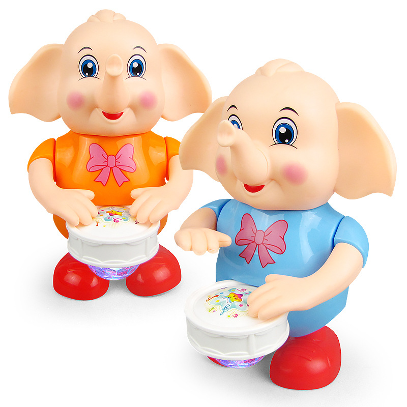 Douyin mismo estilo tambores algas elefante bailando lindo elefante cantando caminando columpio juguete muñeca eléctrica Taobao Venta caliente