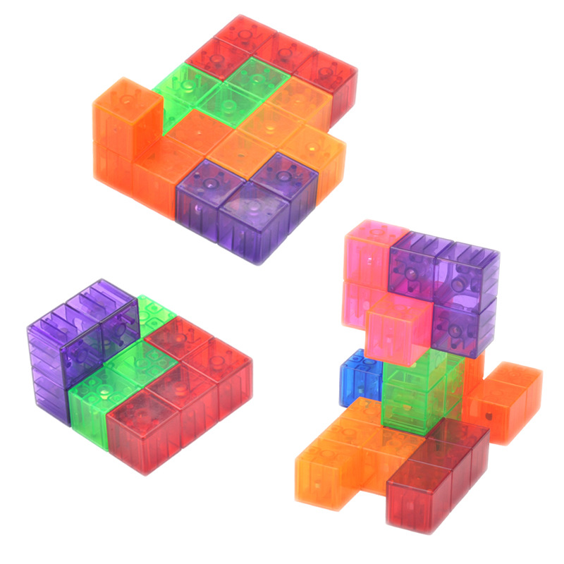 Los niños de inteligencia transparente no magnético Tetris bloques de construcción DIY variedad tridimensional rompecabezas juguetes regalos comercio exterior
