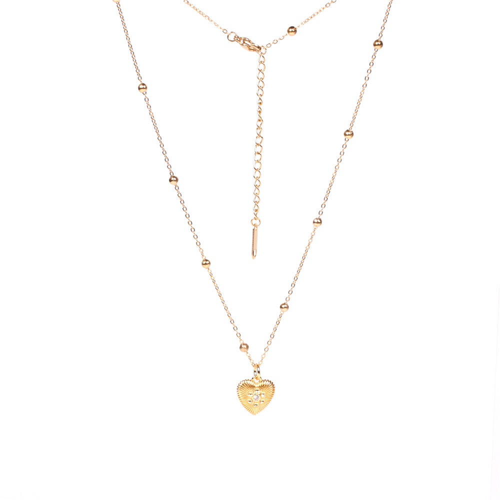 fashion simple Turkish blue eyes heart-shaped copper inlaid zircon necklace wholesale