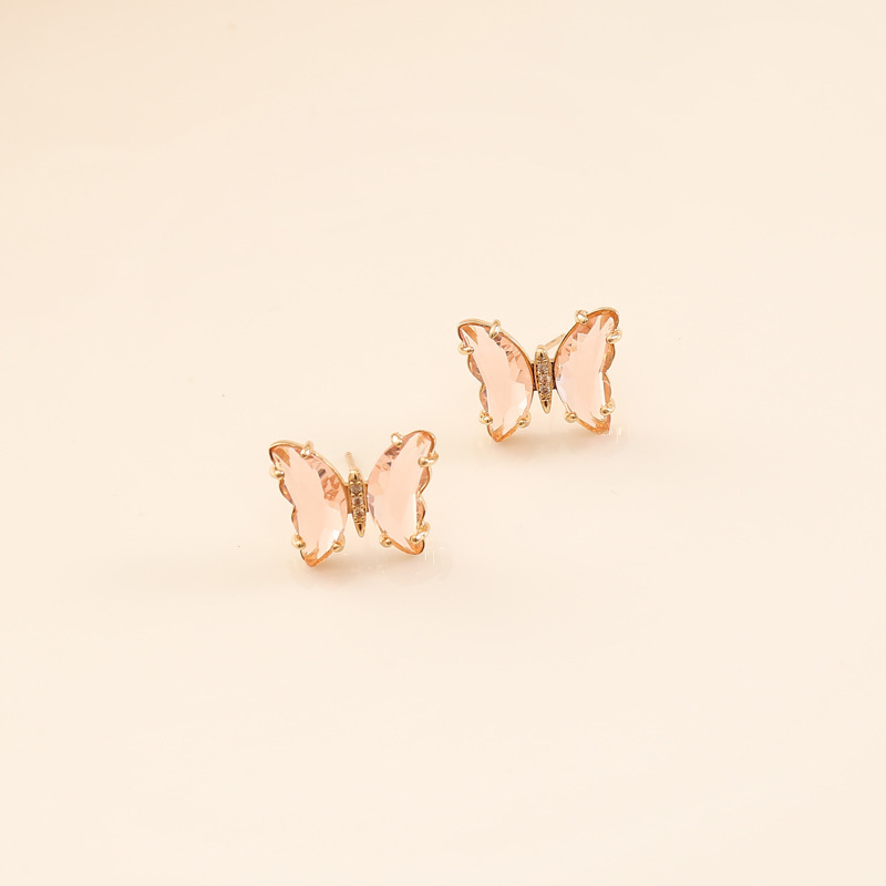 Colorful Zircon Inlaid Diamond Butterfly Earrings display picture 9