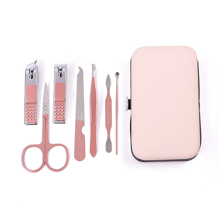 Rose Gold Eagle Mouth pliers Beauty Nail Manicure pedicure knife set Nail clipper set 7 sets of care tools