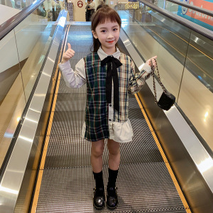 女童春装连衣裙2020新款儿童撞色裙子韩版洋气女孩网红公主裙春秋